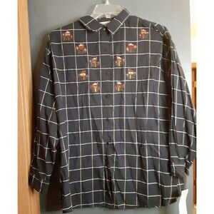 Maggie & Max Button Down Shirt Top Blouse Size 3X Womens Striped Bird House NWT